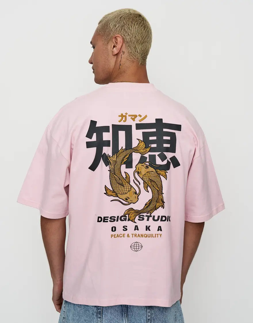 Osaka Box Fit T Shirt in Pink Mist