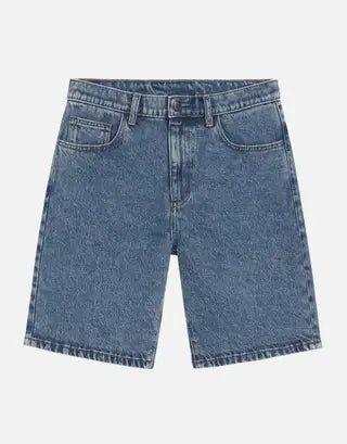 blue front denim shorts