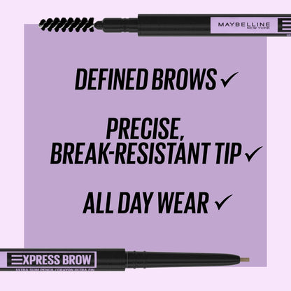 Express Brow Ultra Slim Eyebrow Makeup, Brow Pencil with Precision Tip and Spoolie for Defined Eyebrows, Soft Brown, 1 Count