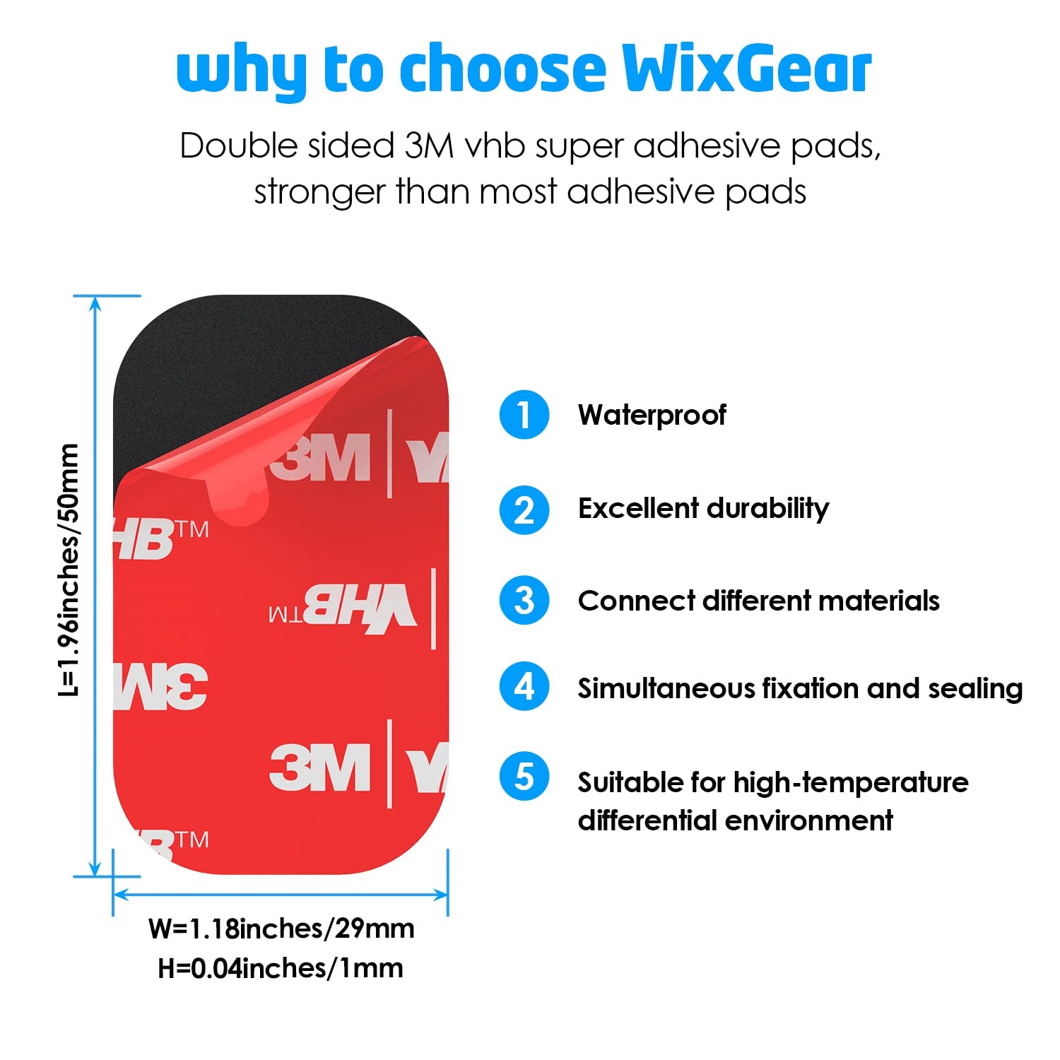 3M [6 Pack] Sticky Adhesive Pads Replacement Mounting Tape, Dashboard Sticker for Magnetic Phone Car Mount, Double Sided 3M Adhesive Pads, with 2 Dry Wipes