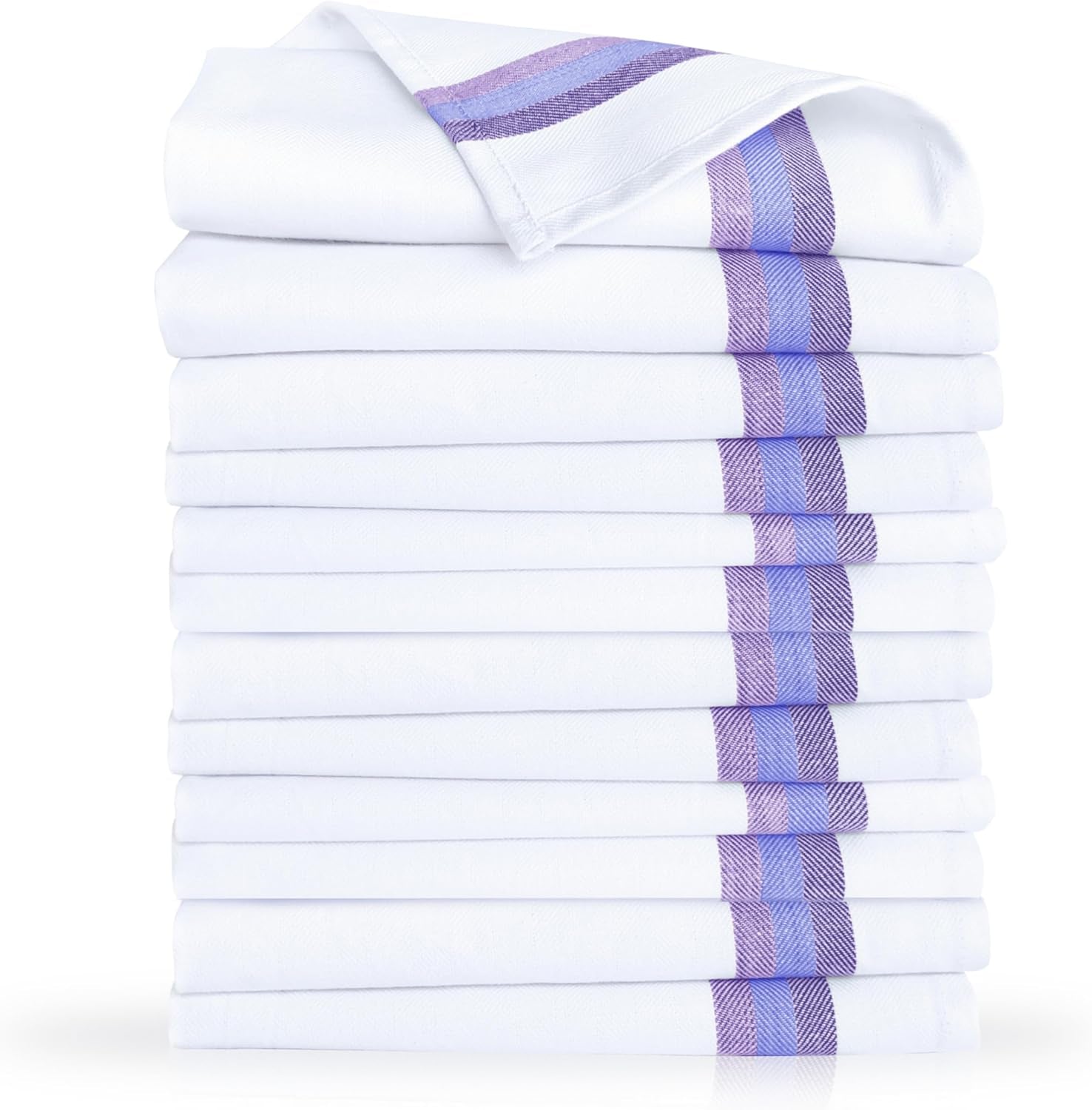 Premium Kitchen Towel (28”X20”, 12 Pack) 100% Cotton Dish Towels Cloths Large Hand Towels Tea Towels for Kitchen with Hanging Loop, Reusable Cleaning Cloths, Fast Dry Lint Free Linen | Blue Shades