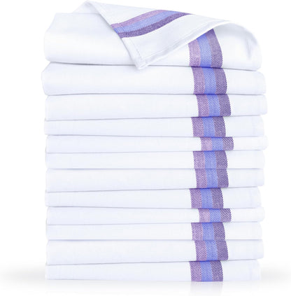 Premium Kitchen Towel (28”X20”, 12 Pack) 100% Cotton Dish Towels Cloths Large Hand Towels Tea Towels for Kitchen with Hanging Loop, Reusable Cleaning Cloths, Fast Dry Lint Free Linen | Blue Shades