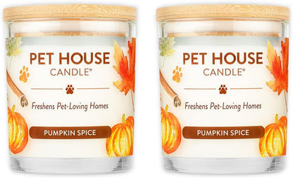 Pet House Fall Candles, Long Lasting, Clean Burning, Soy Wax Scented Candles for Pet Odor, Pumpkin Spice, 2 Pack