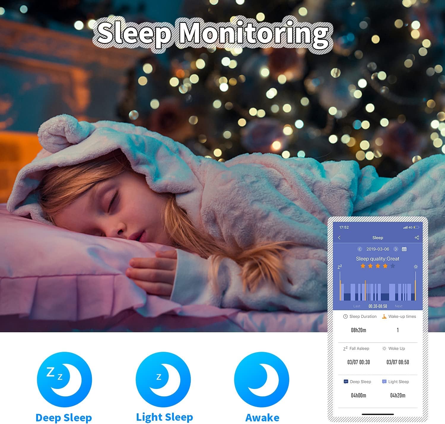 Kids Watch Fitness Tracker, Fitness Watches for Kids, Activity Tracker with Pedometers, Stopwatch, IP68 Waterproof, 11 Sport Modes Smart Watch for Kids  Age 6-16 Years Old