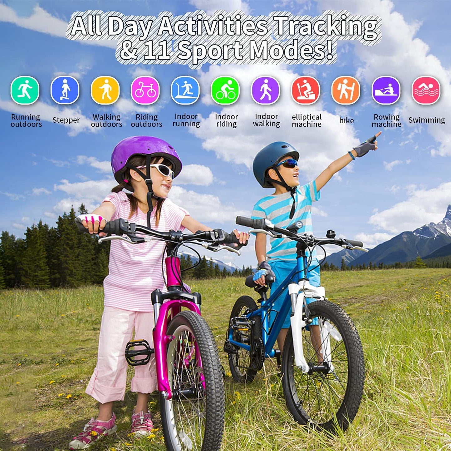 Kids Watch Fitness Tracker, Fitness Watches for Kids, Activity Tracker with Pedometers, Stopwatch, IP68 Waterproof, 11 Sport Modes Smart Watch for Kids  Age 6-16 Years Old