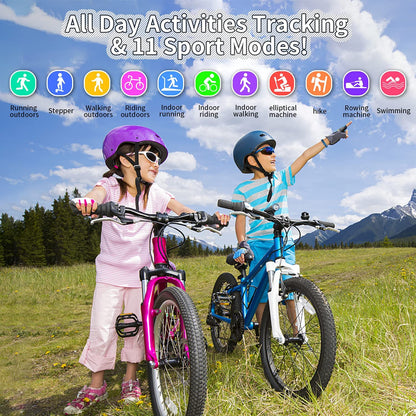 Kids Watch Fitness Tracker, Fitness Watches for Kids, Activity Tracker with Pedometers, Stopwatch, IP68 Waterproof, 11 Sport Modes Smart Watch for Kids  Age 6-16 Years Old
