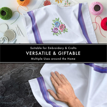 Premium Kitchen Towel (28”X20”, 12 Pack) 100% Cotton Dish Towels Cloths Large Hand Towels Tea Towels for Kitchen with Hanging Loop, Reusable Cleaning Cloths, Fast Dry Lint Free Linen | Blue Shades