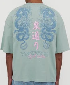 Sale  Box Fit Tees | T-Shirts - Yokocho Box Fit T Shirt in Pistachio Green