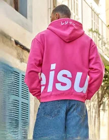 Sale  Oversized Hoodie | Hoodies & Sweats - Leisure Embroidered Oversized Zip Up Hoodie in Sunset Pink